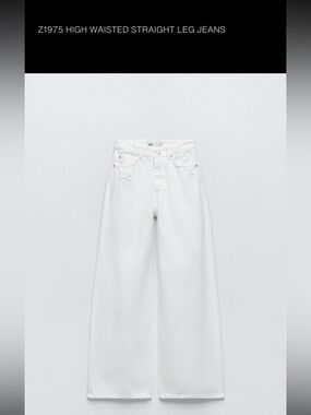 Zara High-Waist Wide Leg White Jeans